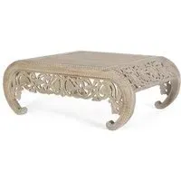Dale Carved Coffee Table - Decape White, Mango Wood