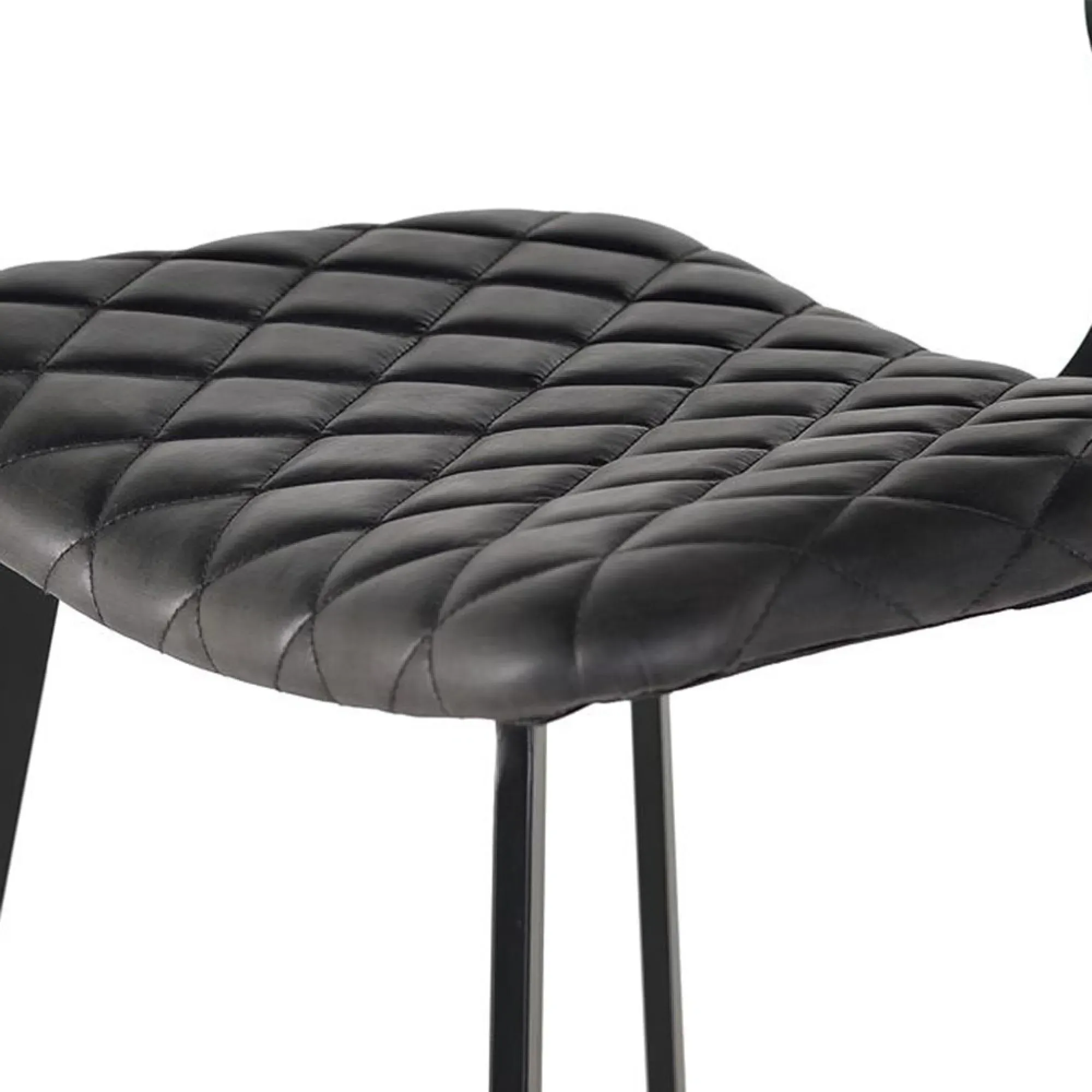 Danidun Bar Stool with Back - Dark Grey, Leather