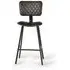 Danidun Bar Stool with Back - Dark Grey, Leather