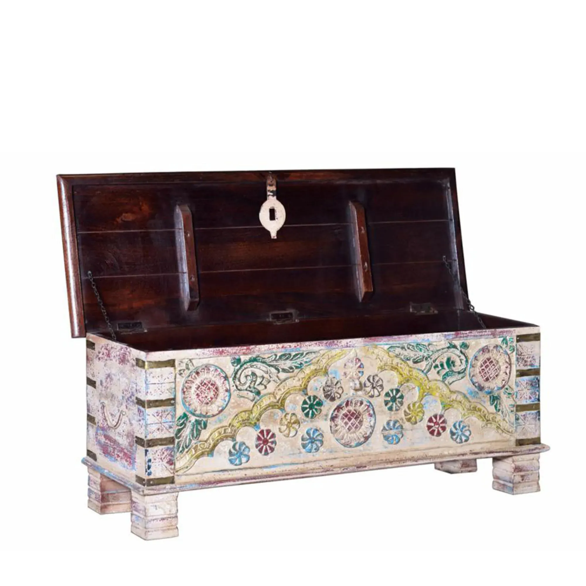 Dietzen Hand Carved Storage Trunk - Bronze, Mango Wood