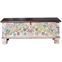 Dietzen Hand Carved Storage Trunk - Bronze, Mango Wood