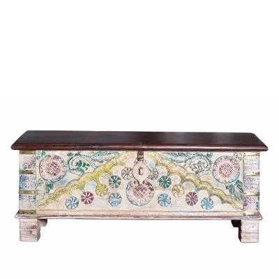 Dietzen Hand Carved Storage Trunk - Bronze, Mango Wood image