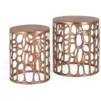 Dimbuni Round Coffee Table Set of 2 - Copper