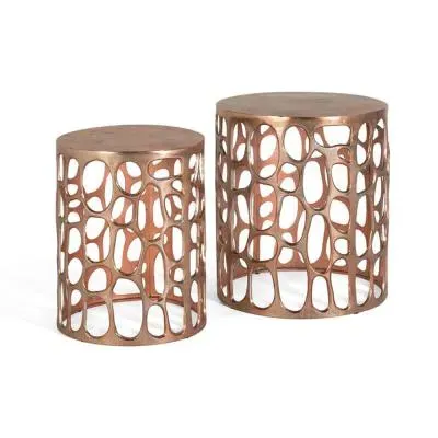 Dimbuni Round Coffee Table Set of 2 - Copper image