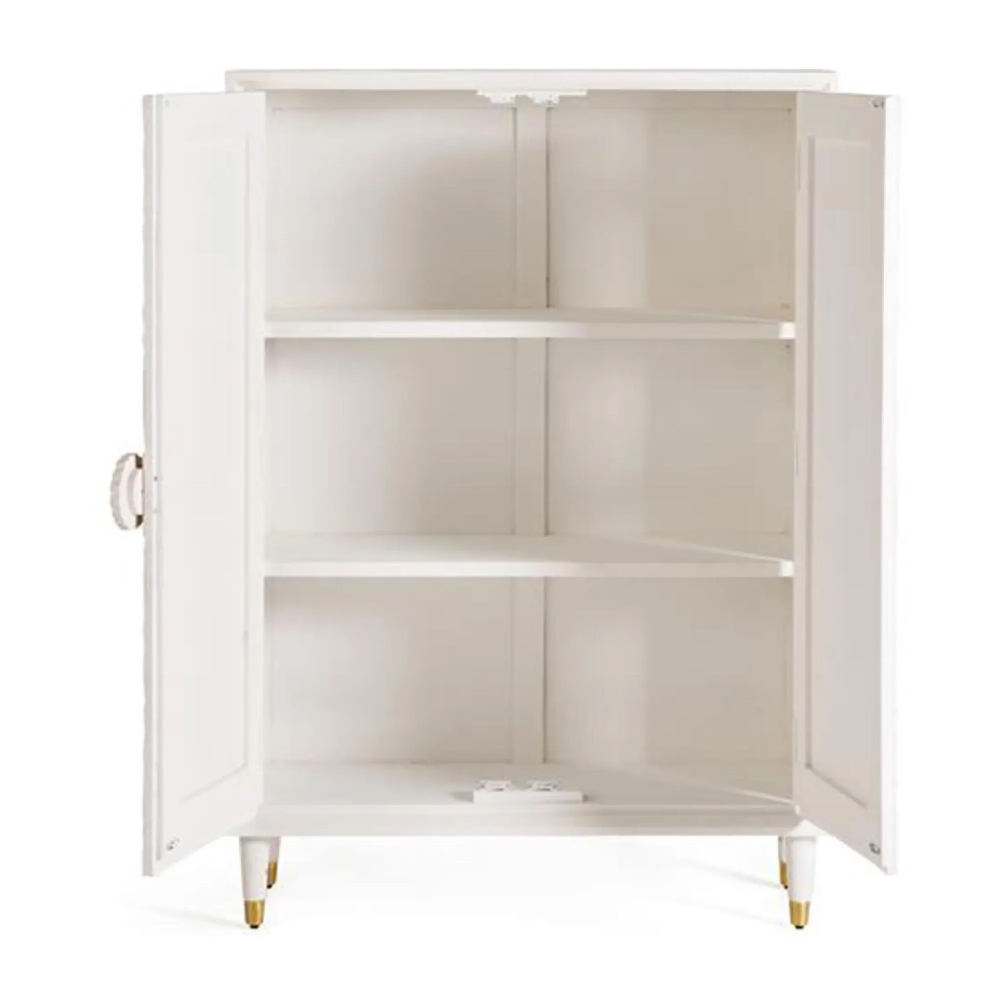 Dover Carved 2 Door Cabinet - White, Mango Wood