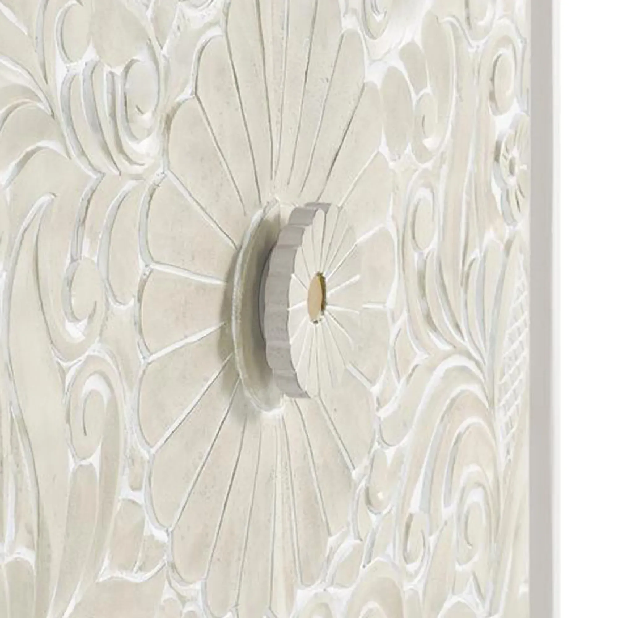 Dover Carved 2 Door Cabinet - White, Mango Wood