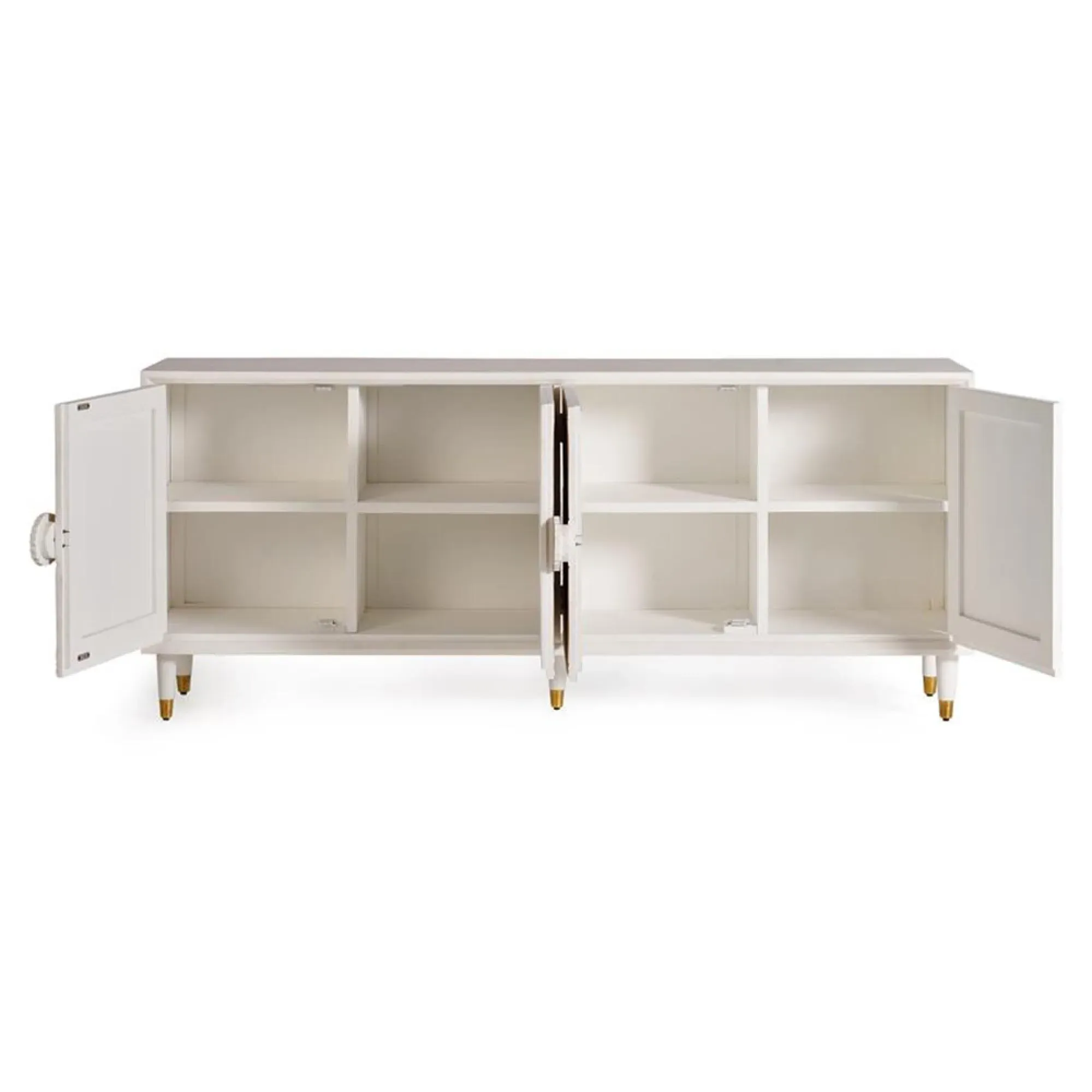 Dover Carved 4 Door Sideboard - White, Mango Wood