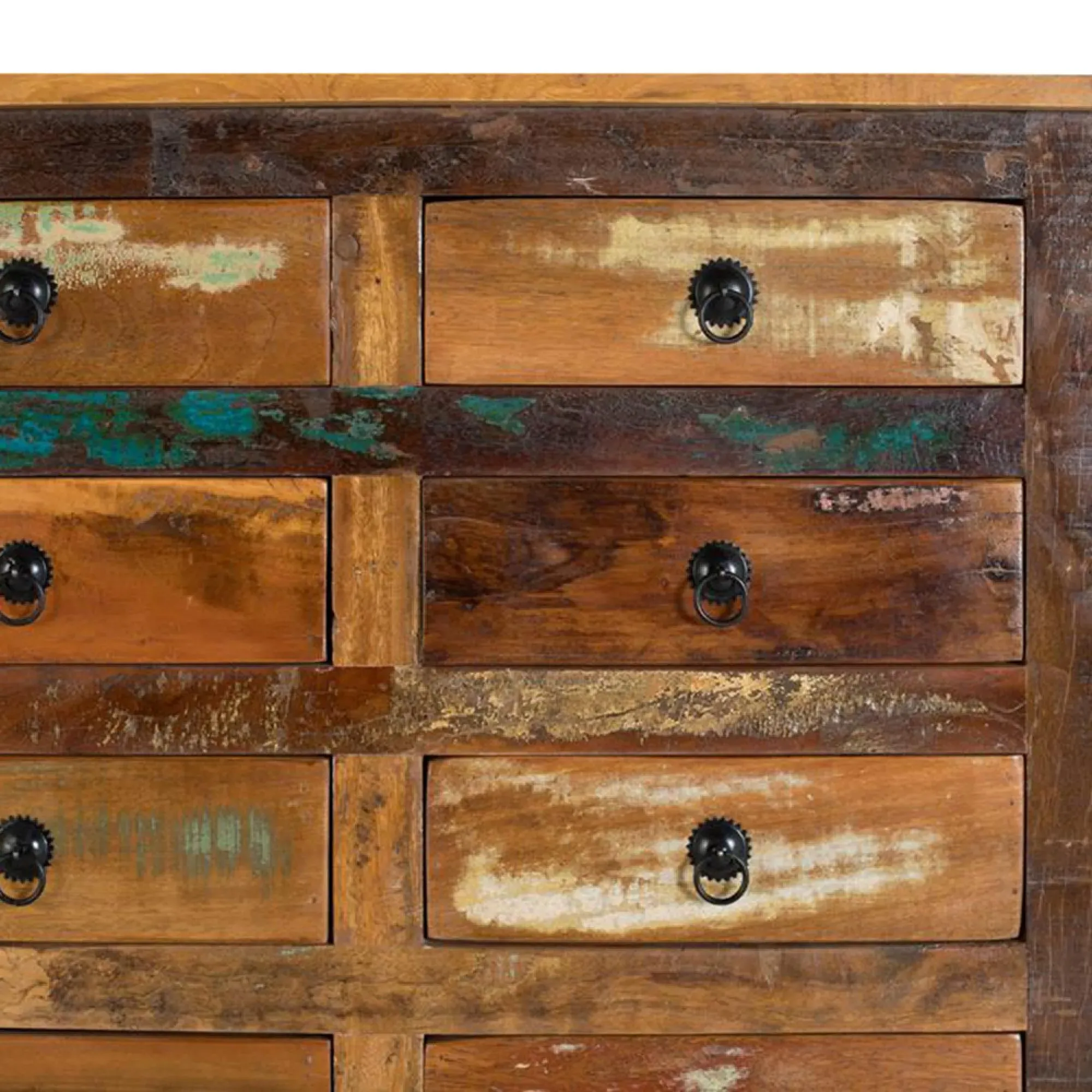 Duarza Multi Drawer Wide Cabinet - Natural, Recycled Wood