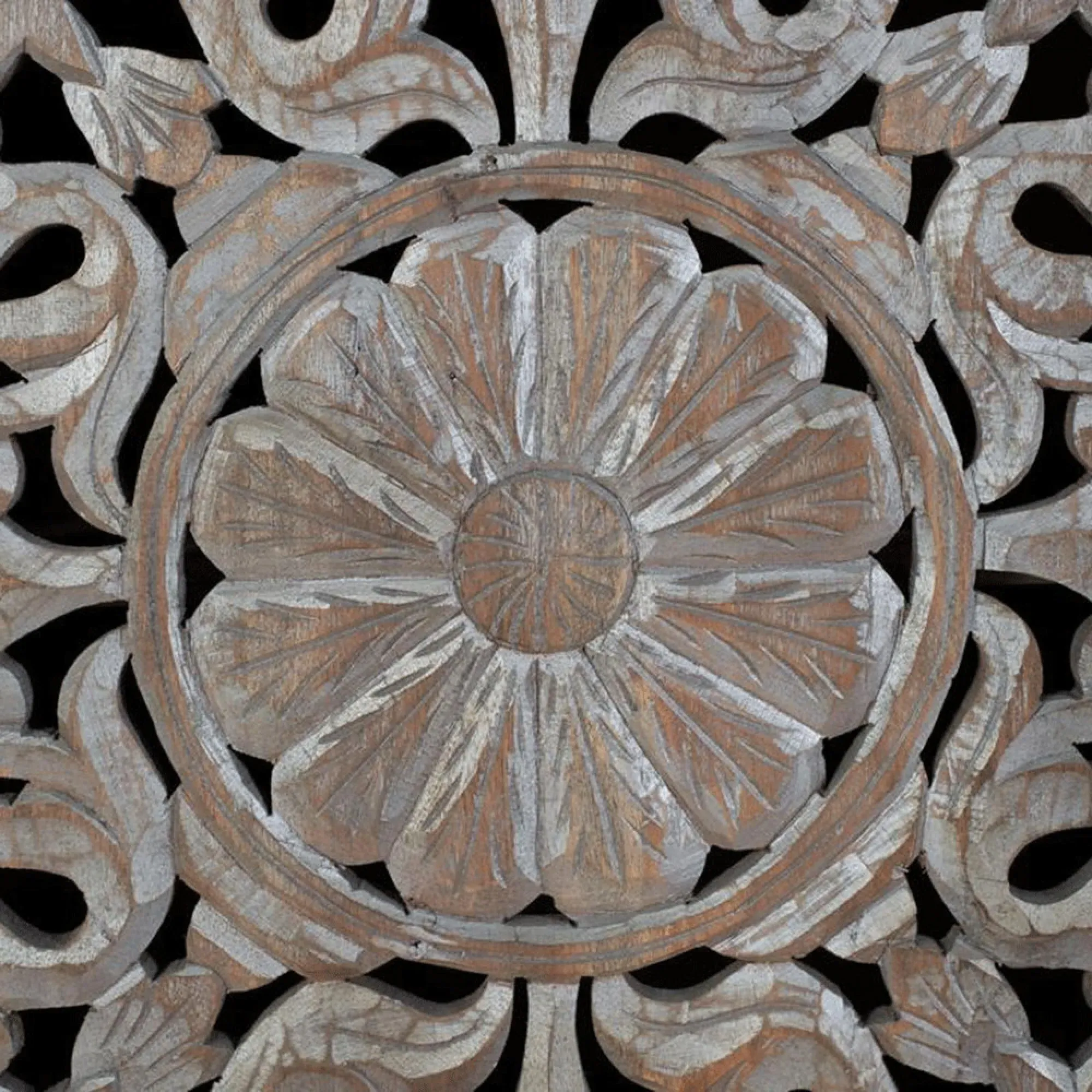 Edith Carved 2 Door Small Sideboard - Grey, Mango Wood