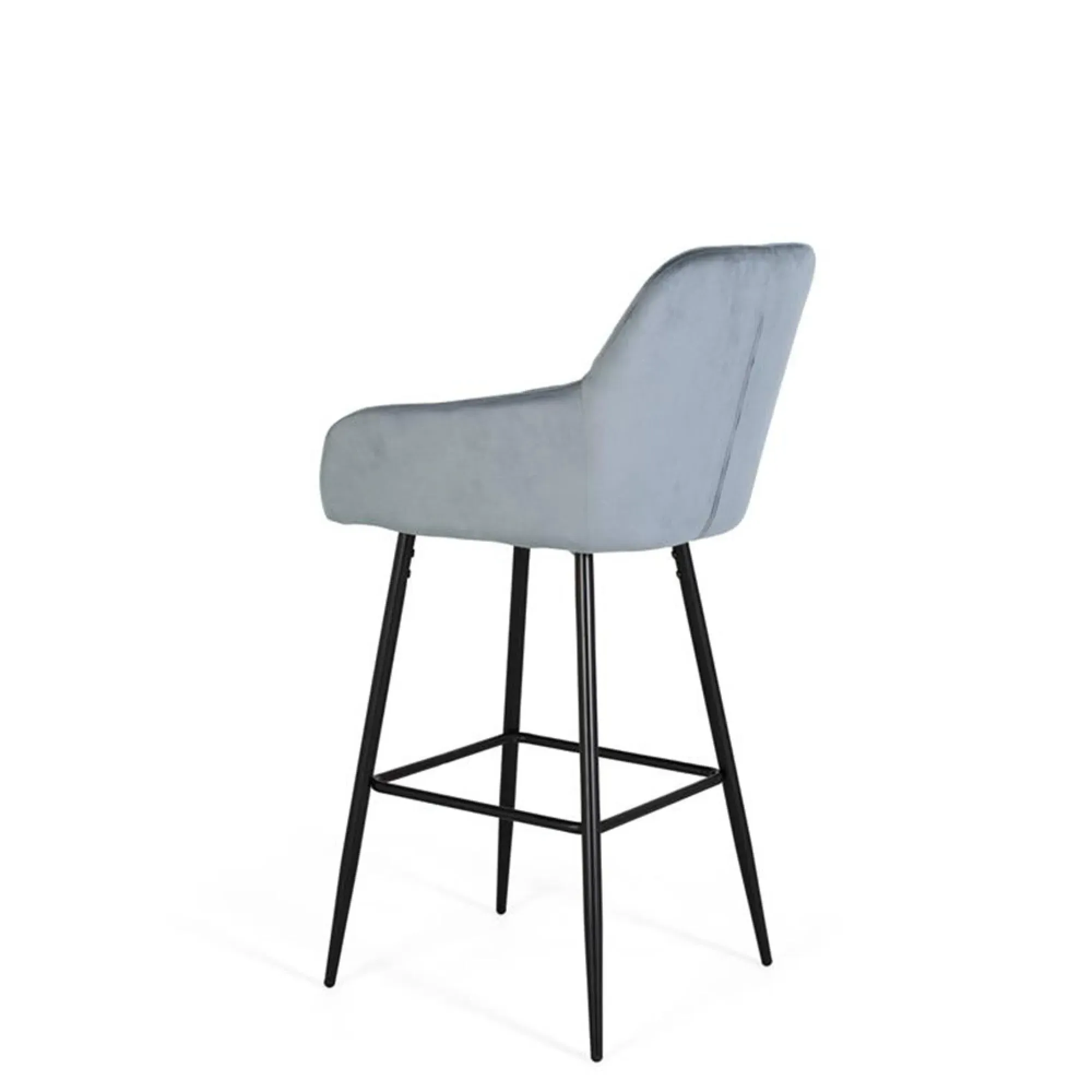 Elvoshi Fabric Barstool with Back - Blue, Velvet