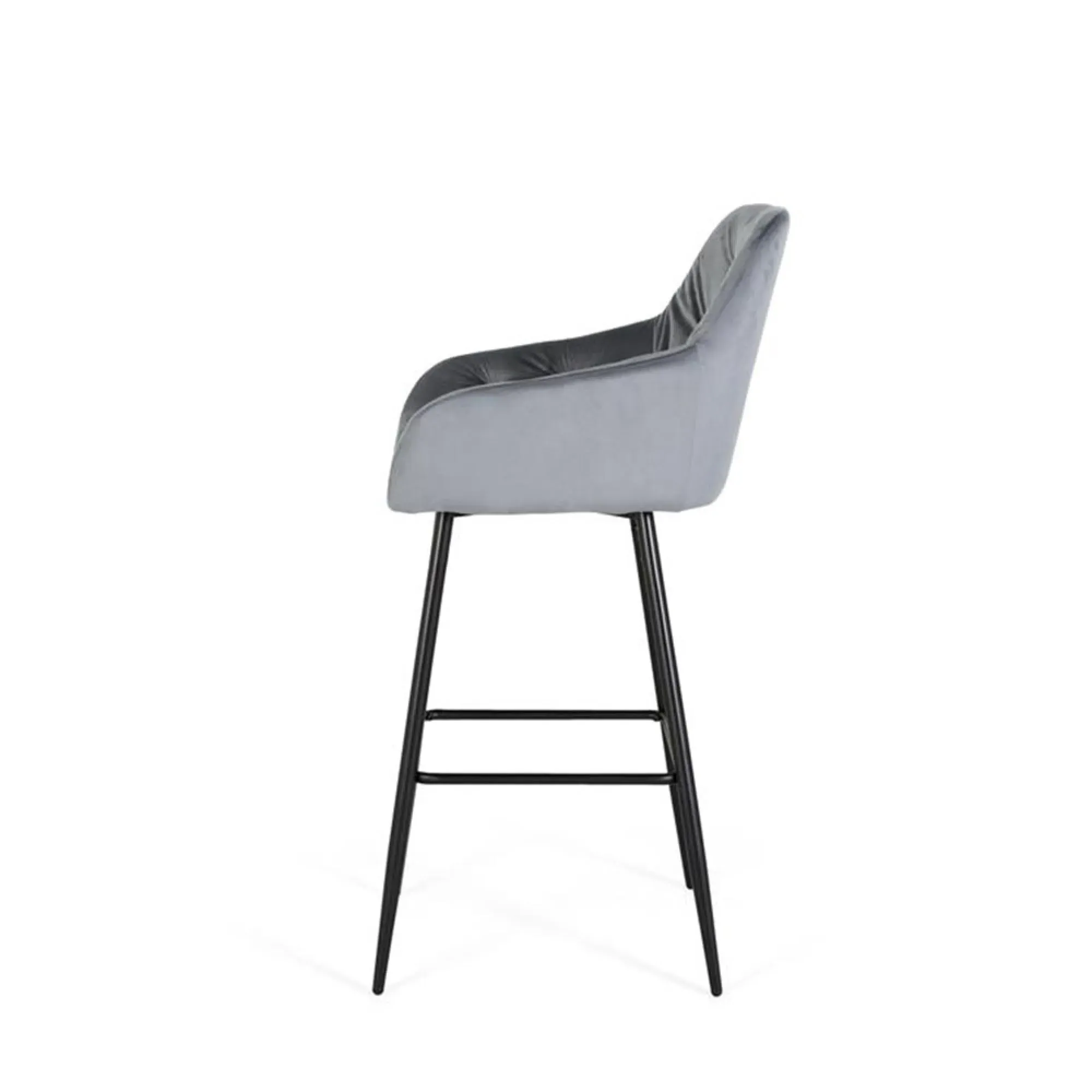 Elvoshi Fabric Barstool with Back - Blue, Velvet