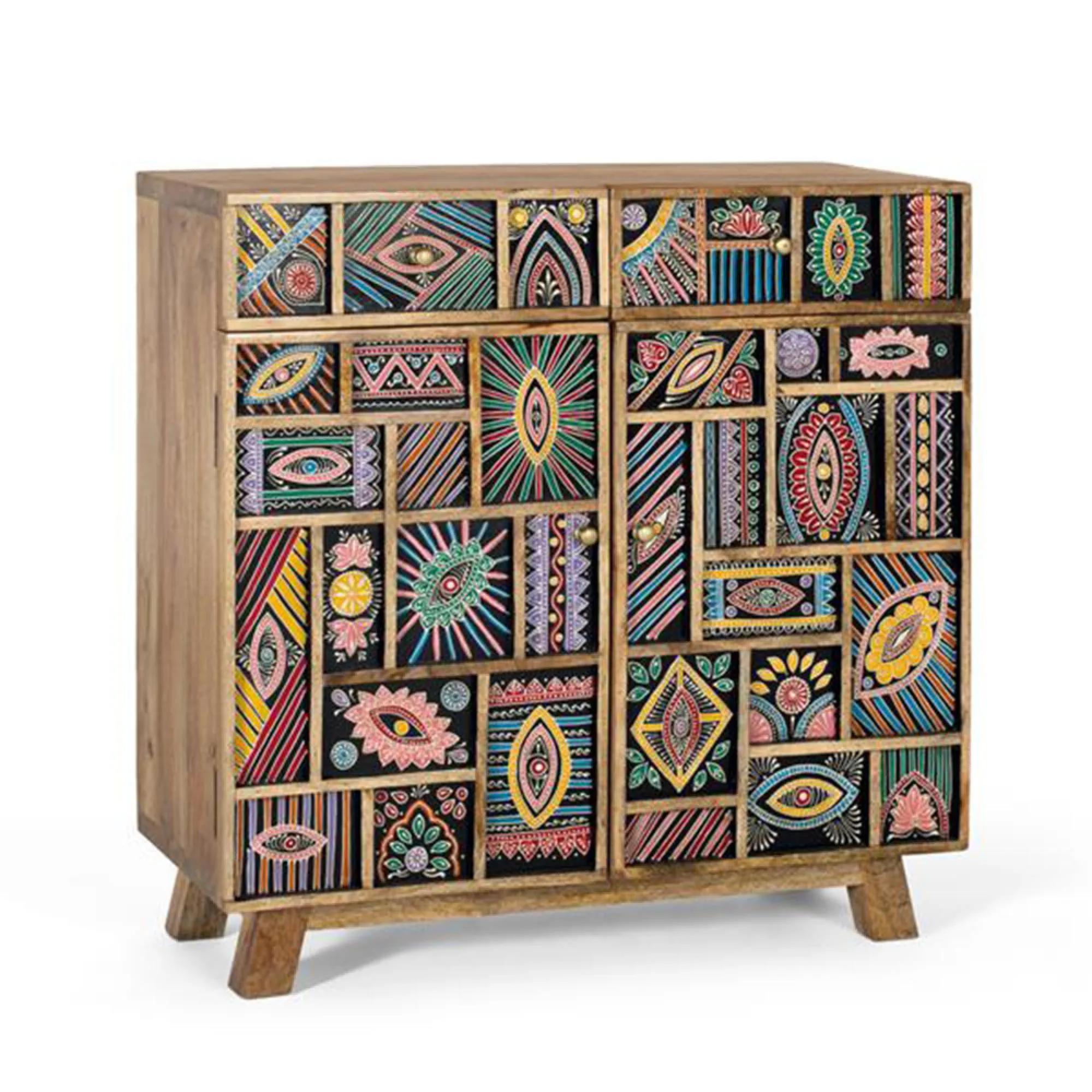 Emelia Small Sideboard - Multicolour, Painted Mango Wood
