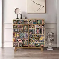 Emelia Small Sideboard - Multicolour, Painted Mango Wood
