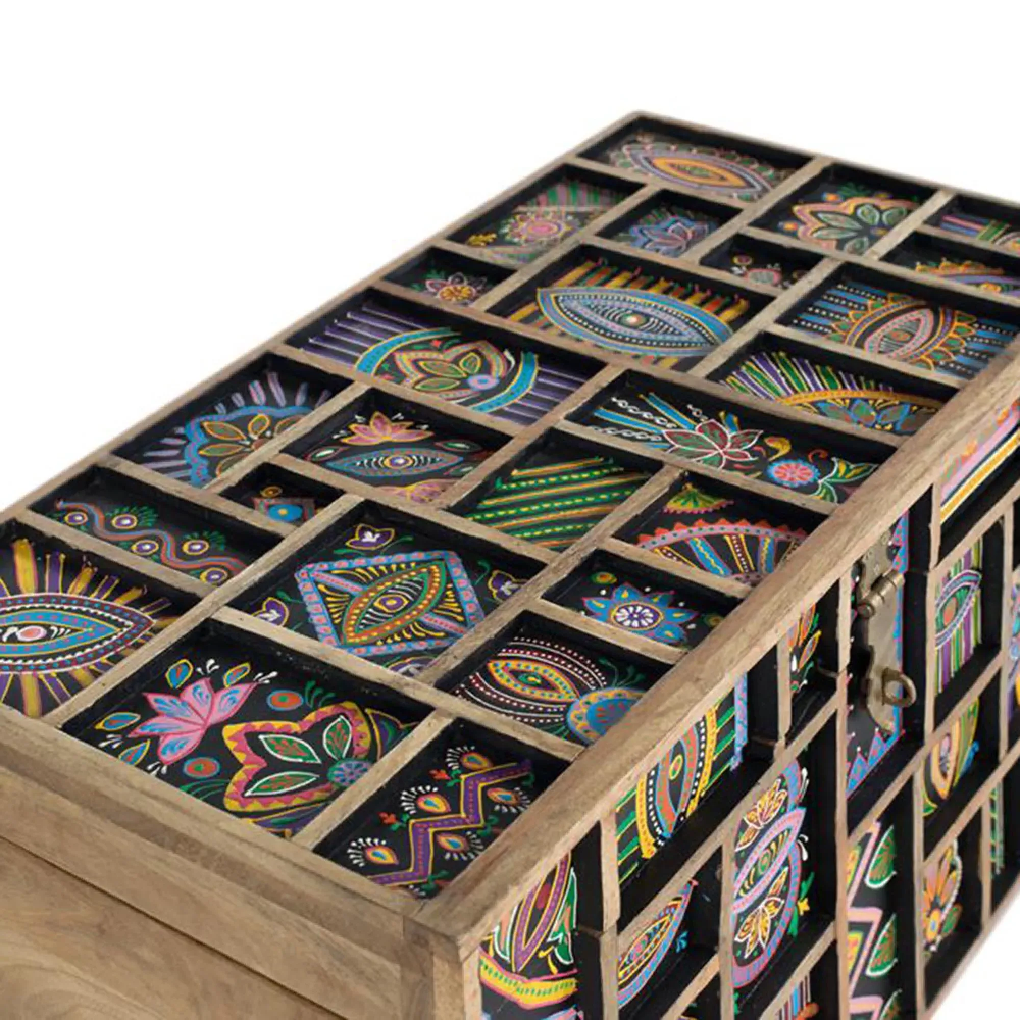 Emelia Storage Trunk - Multicolour, Mango Wood