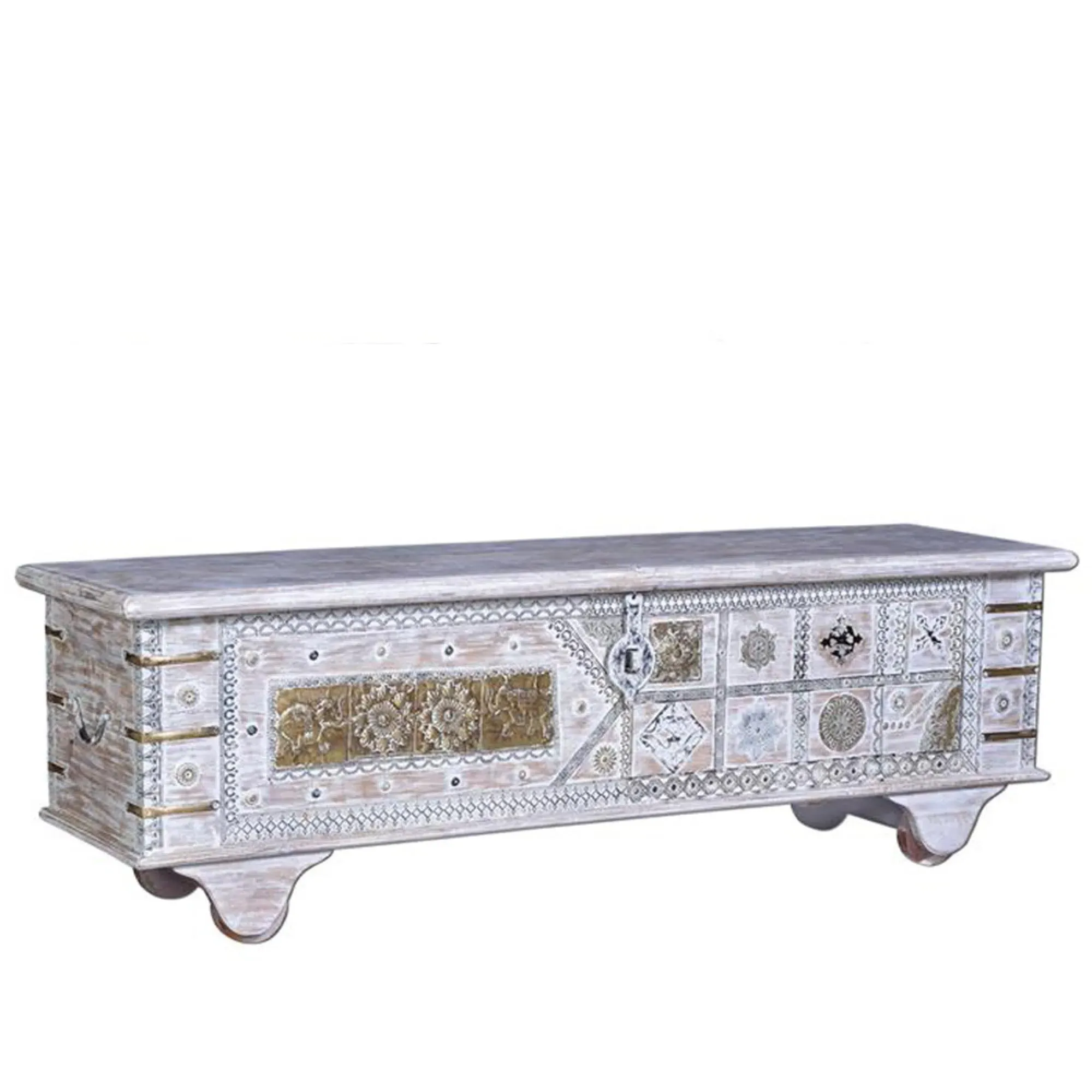 Erlach Storage Trunk - White, Mango Wood