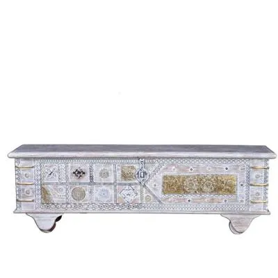 Erlach Storage Trunk - White, Mango Wood image