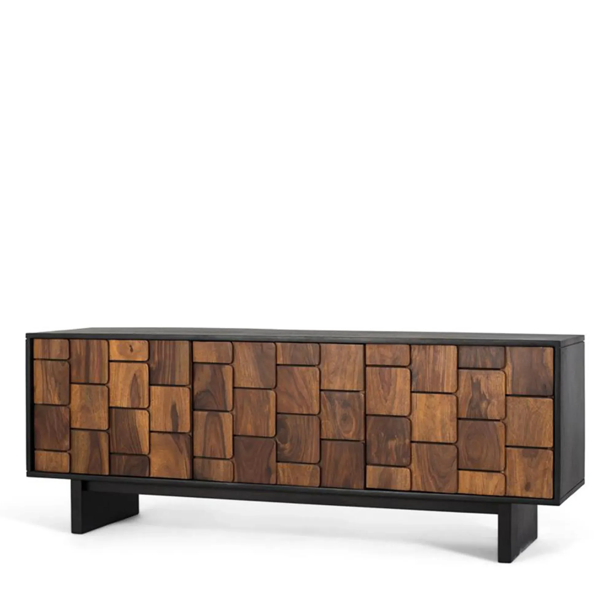 Esmeralda 3 Door TV Unit - Black, Mango Wood