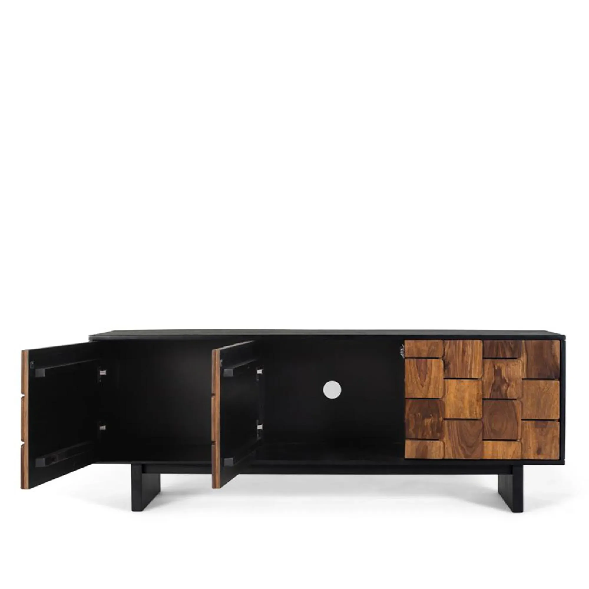 Esmeralda 3 Door TV Unit - Black, Mango Wood