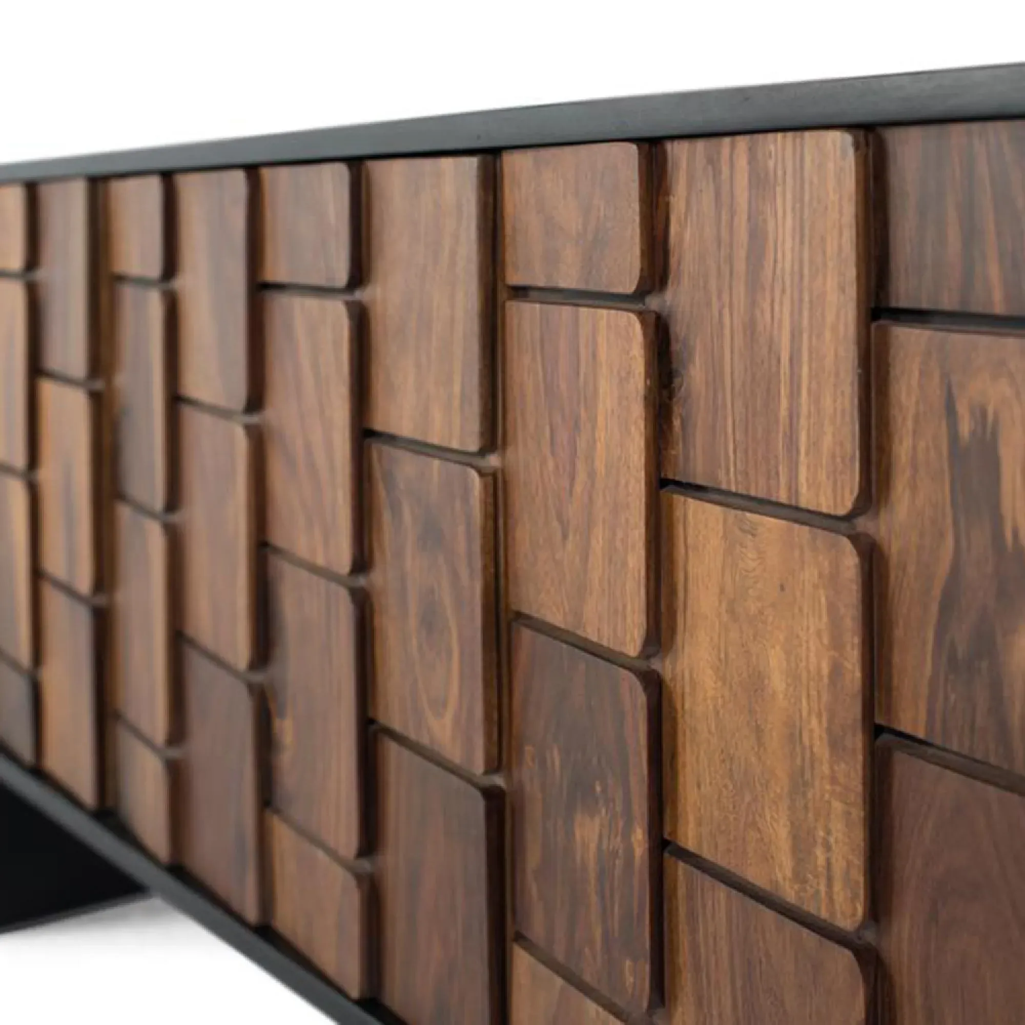 Esmeralda 3 Door TV Unit - Black, Mango Wood