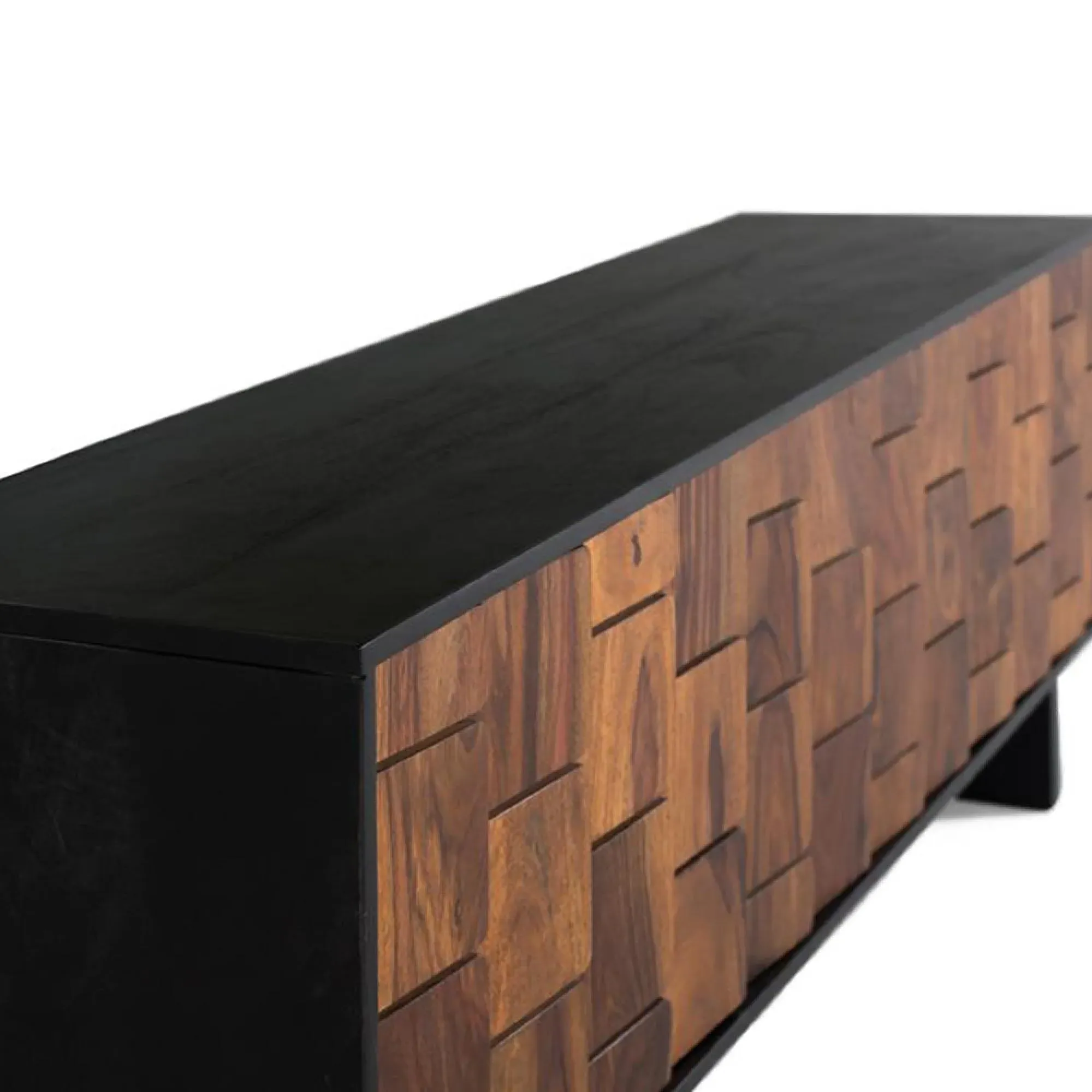 Esmeralda 3 Door TV Unit - Black, Mango Wood