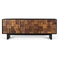 Esmeralda 3 Door TV Unit - Black, Mango Wood