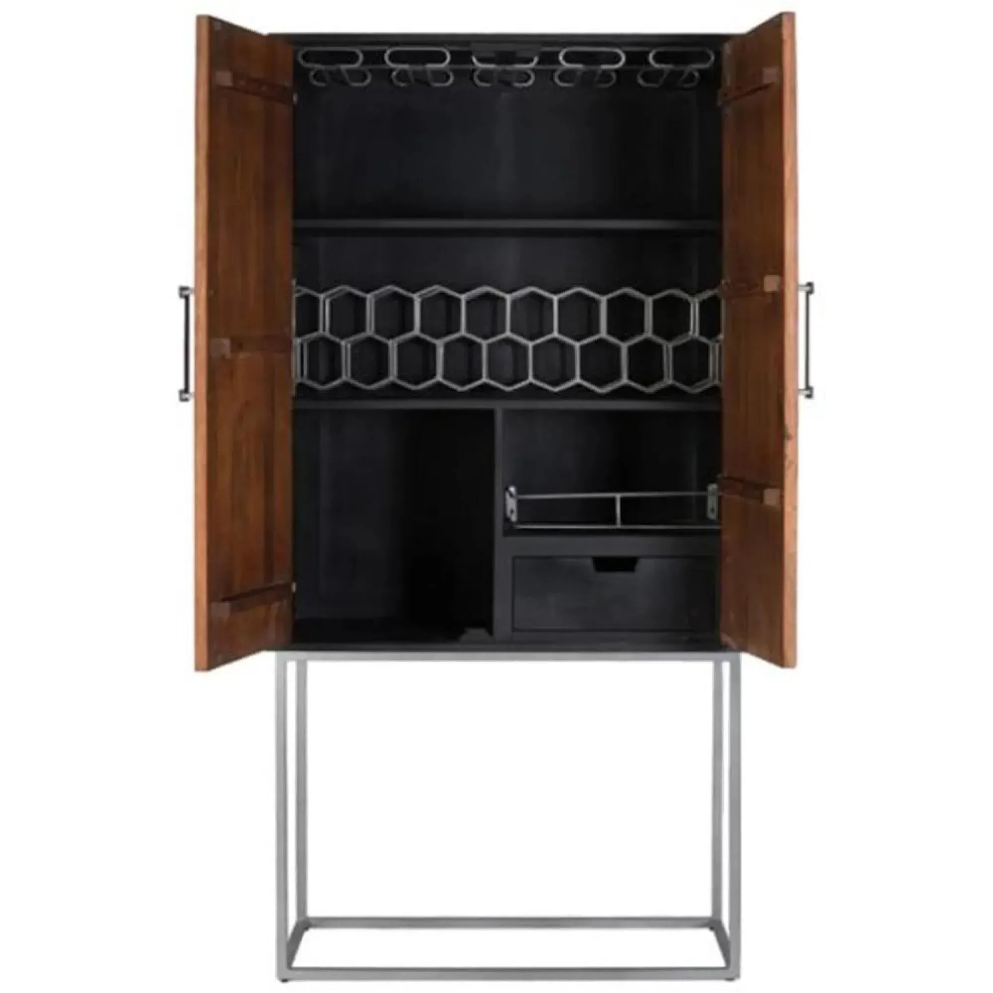 Fairland 2 Door Bar Cabinet - Black, Mango Wood