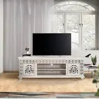 Ferrara Carved 2 Door Large TV Unit - Aged White, Mango Wood