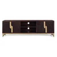 Flora 4 Door Large TV Unit - Walnut, Dark Mango Wood