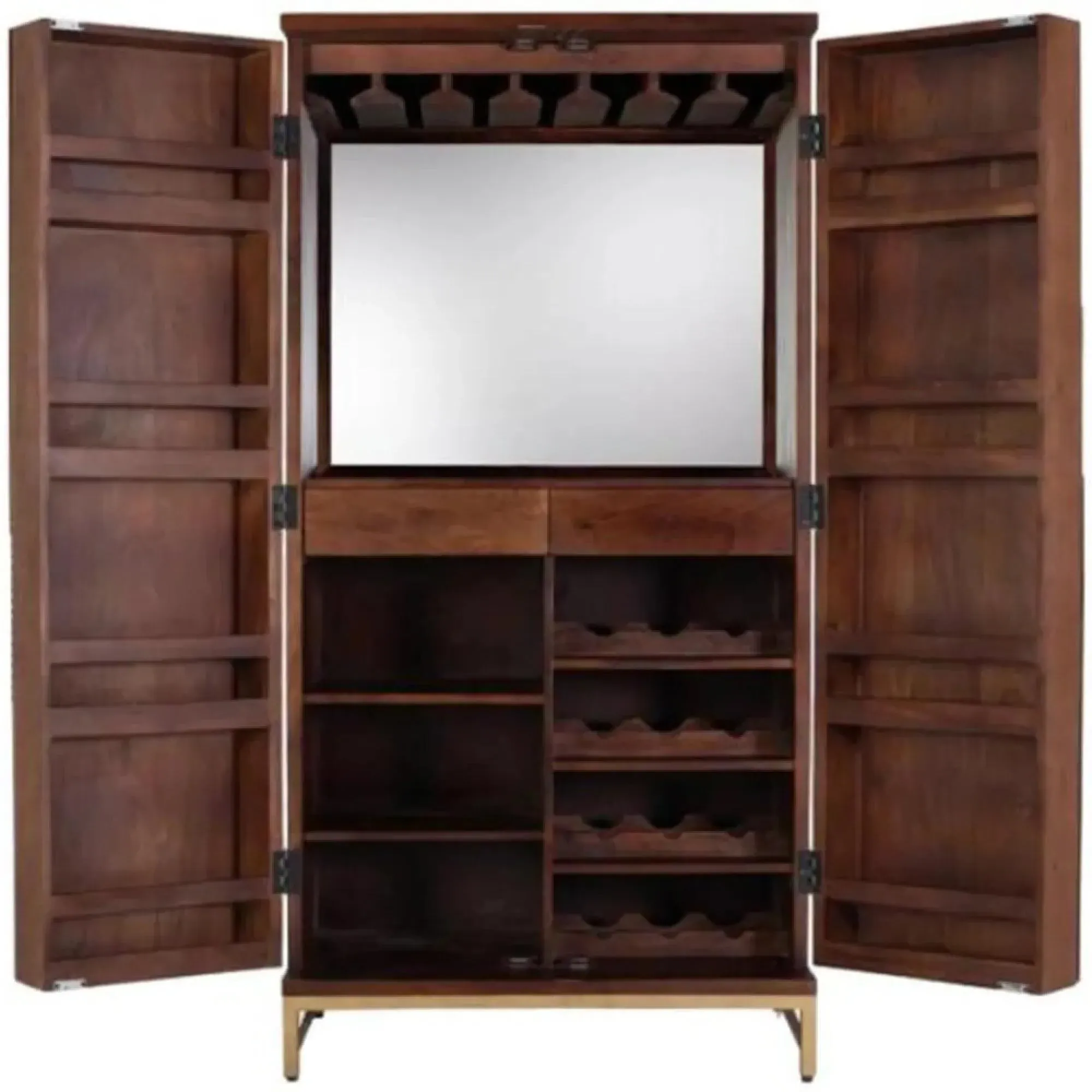 Flora Tall Bar Cabinet - Cherry, Mango Wood