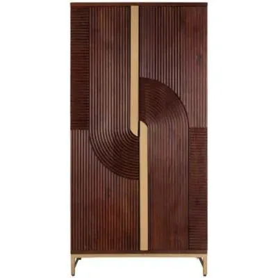 Flora Tall Bar Cabinet - Cherry, Mango Wood