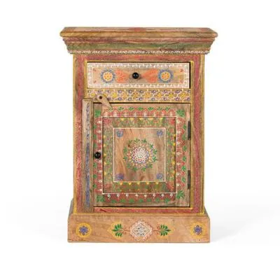 Forli 1 Door Bedside Cabinet - Multicolour, Mango Wood