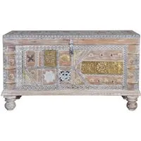 Fornach Large Storage Trunk - Aged White, Mango Wood