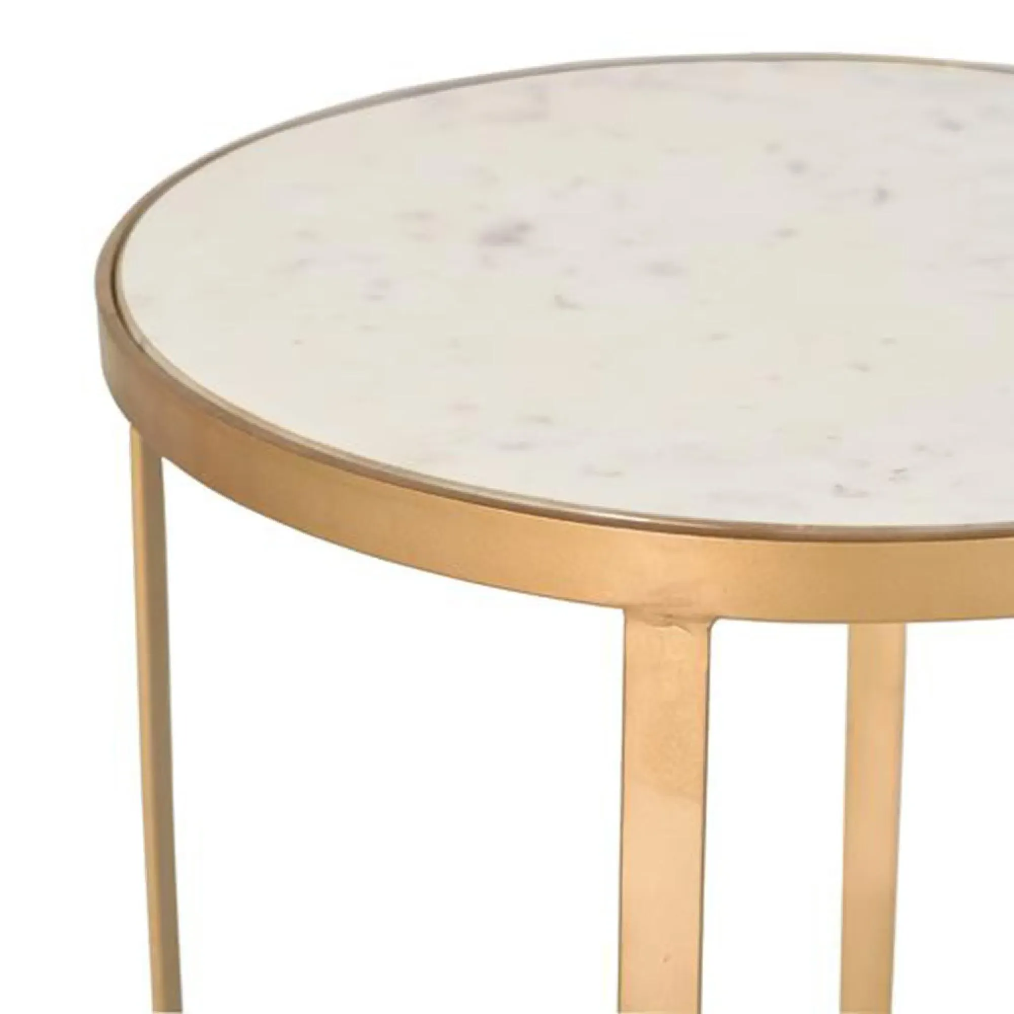 Fufuni Round End Table - White, Marble