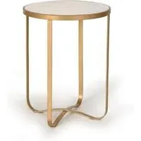 Fufuni Round End Table - White, Marble