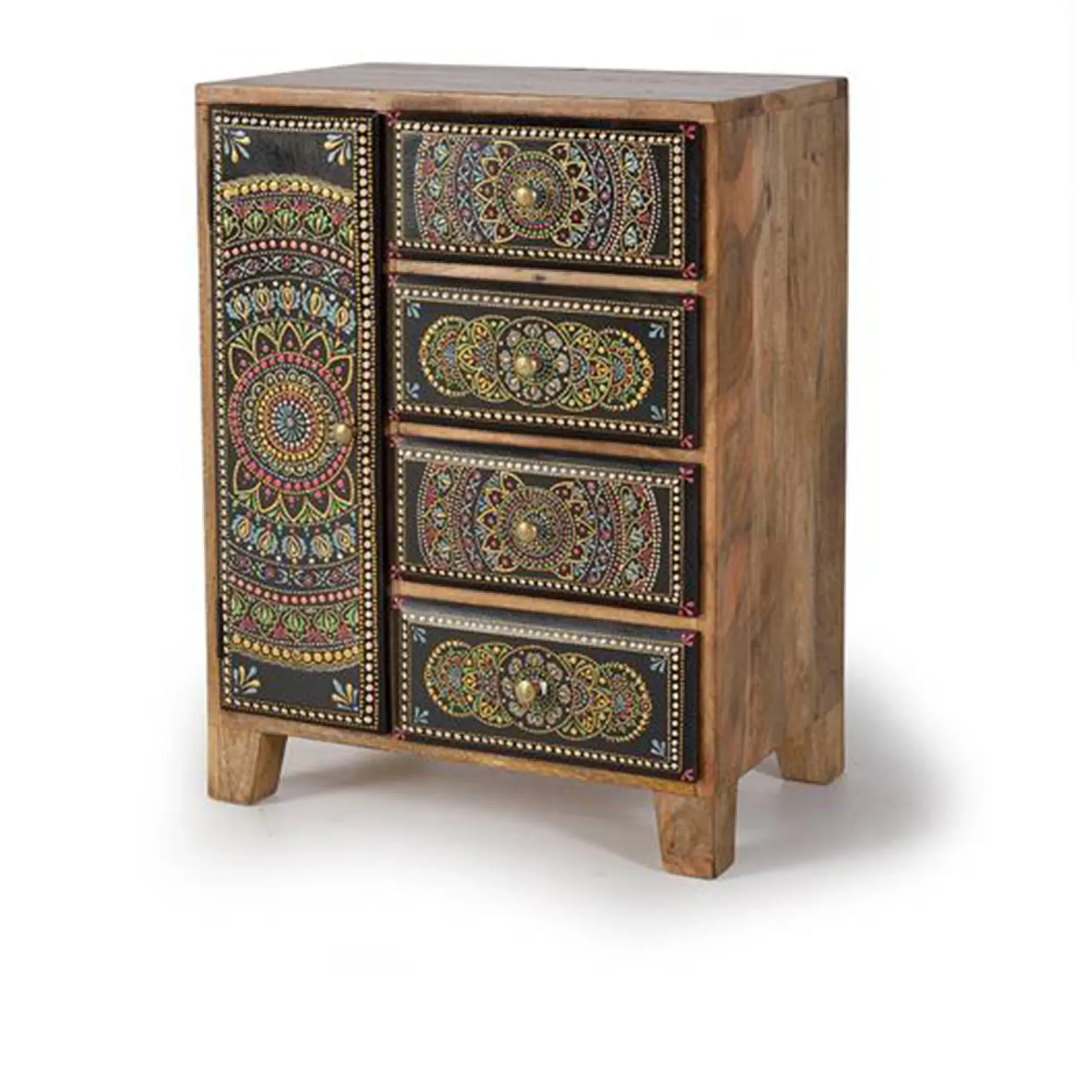Galach 4 Drawer Chest - Black, Mango Wood