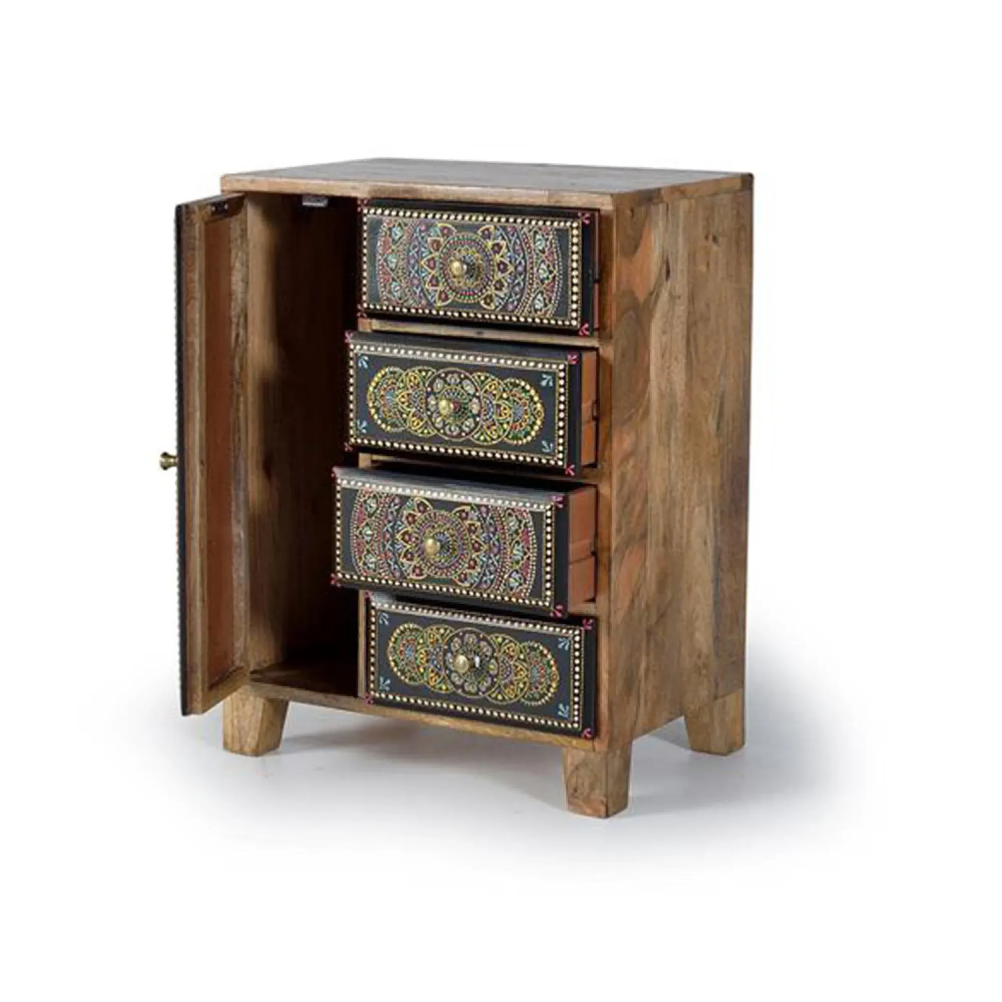 Galach 4 Drawer Chest - Black, Mango Wood