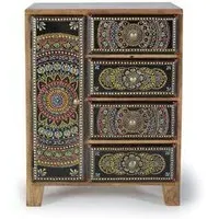Galach 4 Drawer Chest - Black, Mango Wood