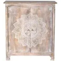 Ganipa 2 Door Wine Cabinet - Aged White, Mango Wood