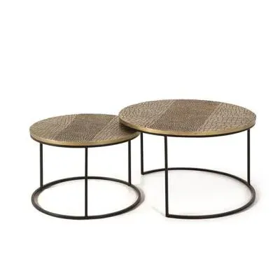Gawani Round Coffee Table Set of 2 - Bronze, Aluminium