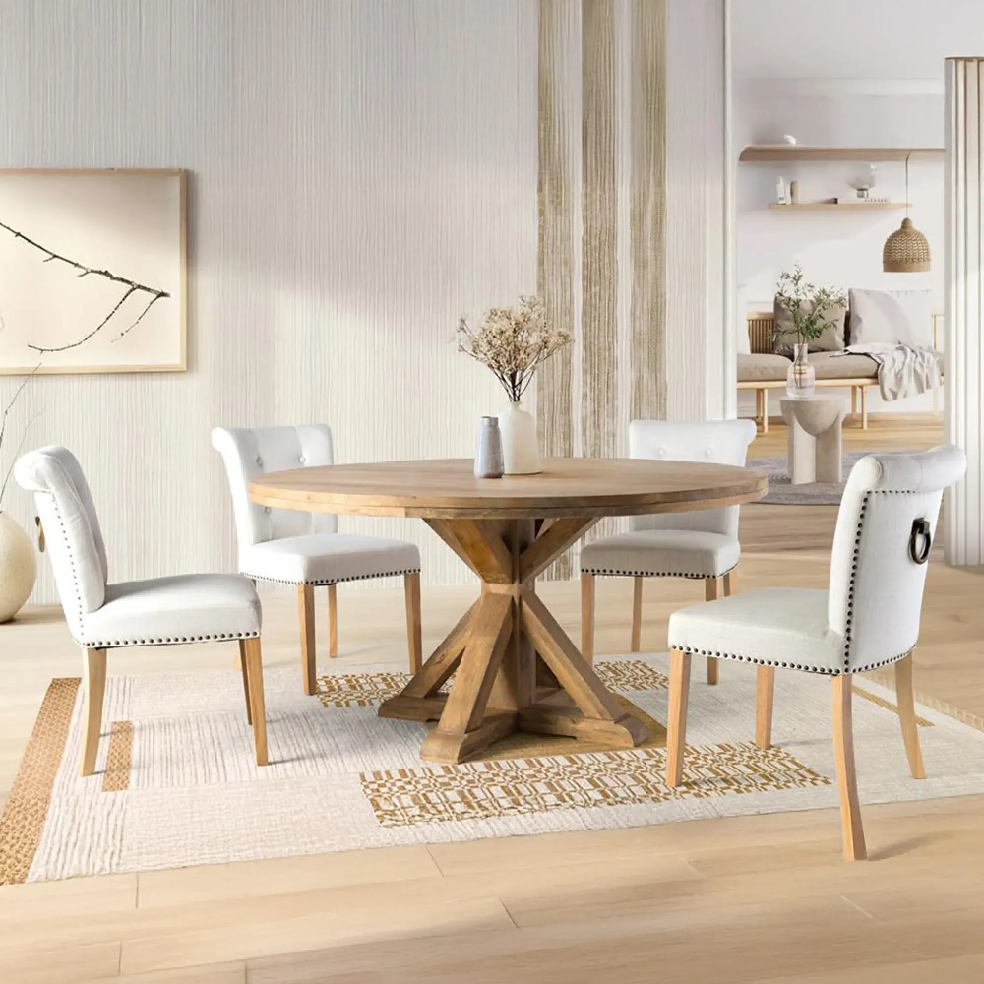 Gower Dining Chair Set of 2 - Beige, Fabric