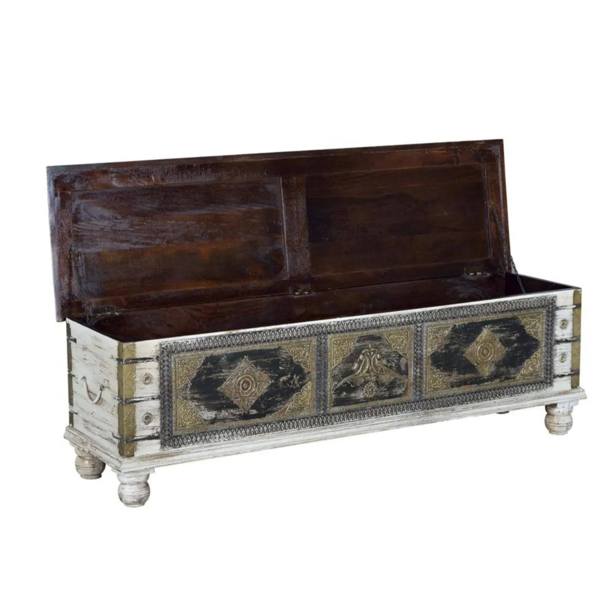 Granitzen Carved Storage Trunk - Bronze, Mango Wood