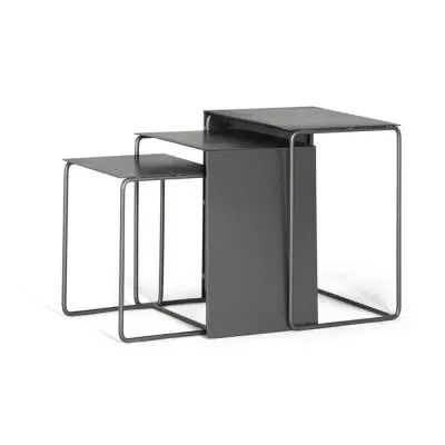 Gumbiro Nest of 3 Tables - Grey, Metal image