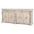 Halambres Distressed Carved 4 Door Sideboard - Aged White, Mango Wood