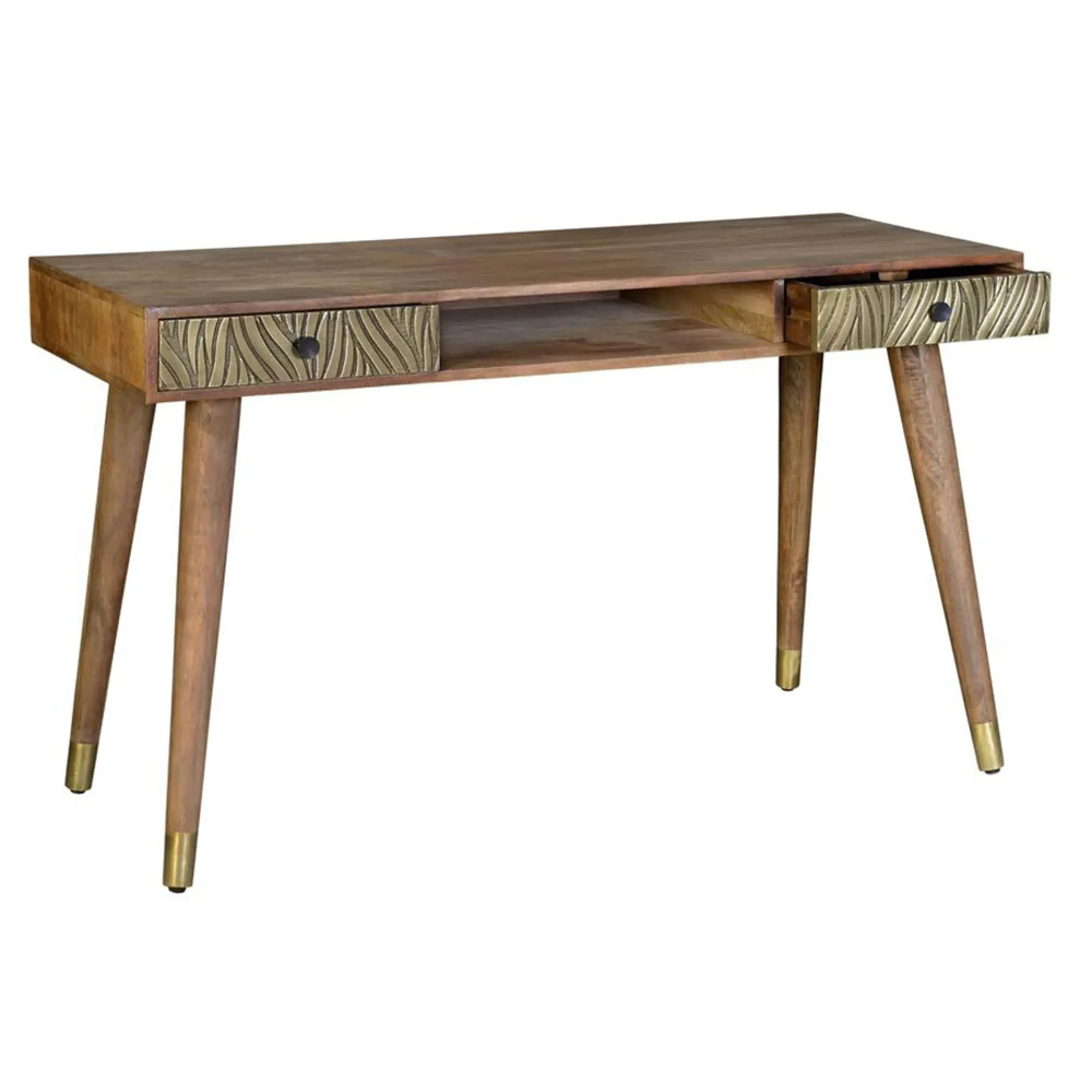 Hamlin 2 Drawer Desk - Brown, Mango Wood