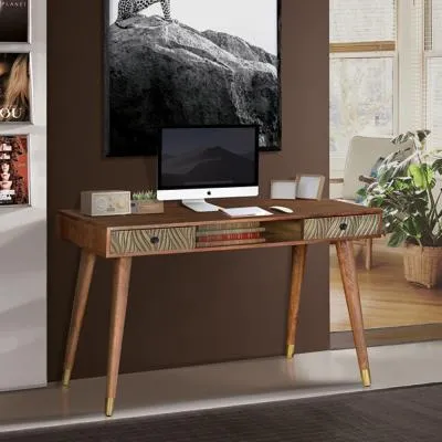 Hamlin 2 Drawer Desk - Brown, Mango Wood