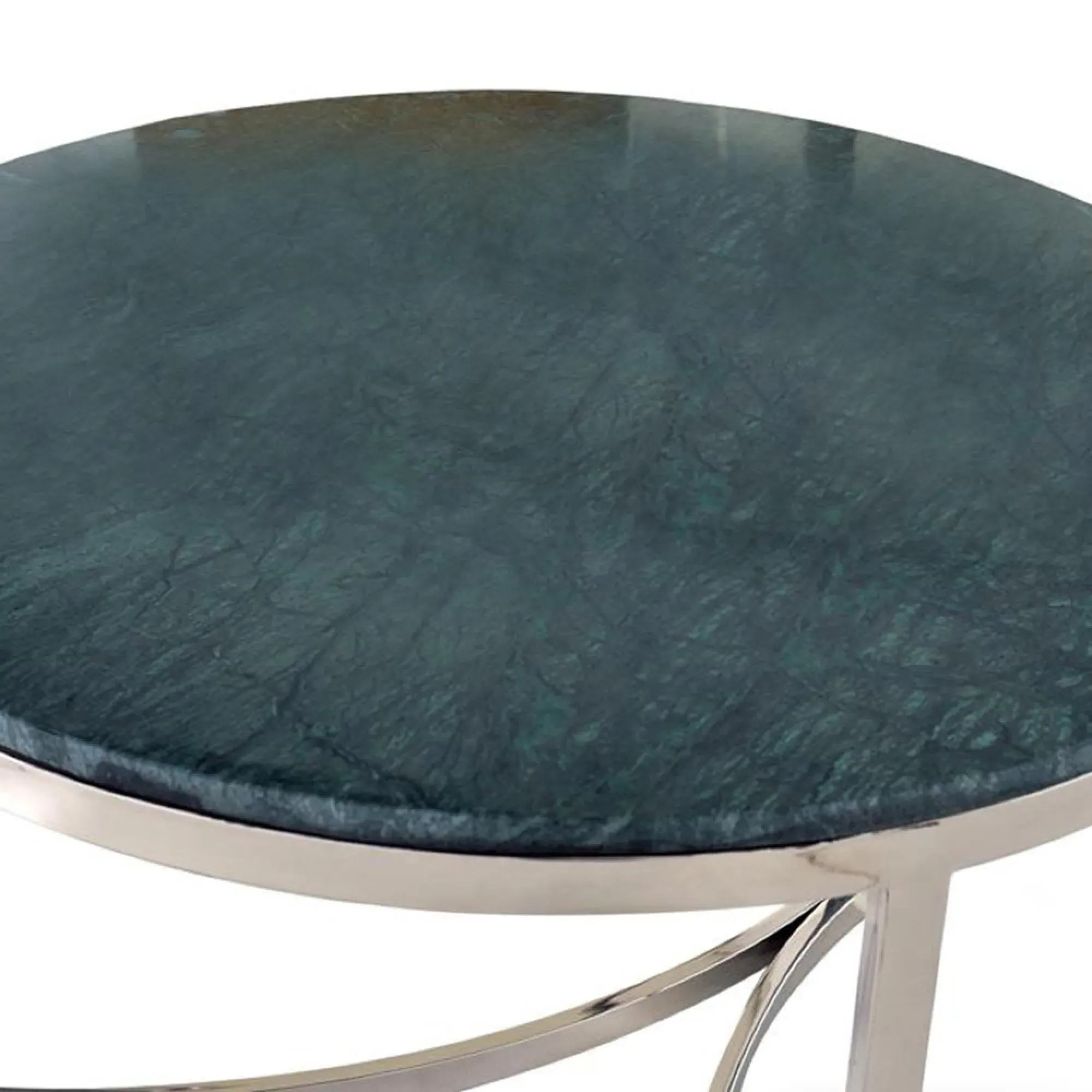 Handajega Round Coffee Table Set of 2 - White and Green, Marble