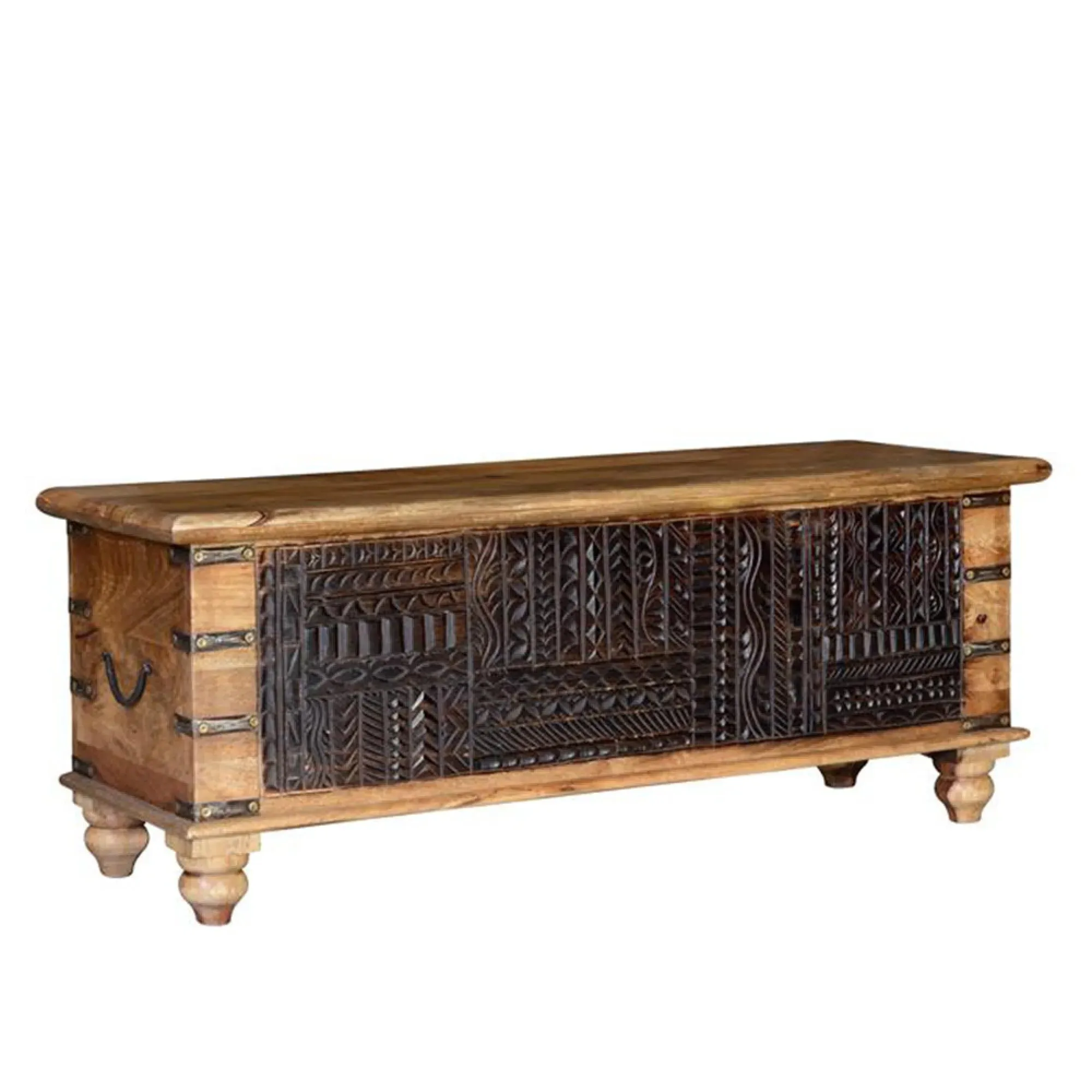 Hartheim Carved Storage Trunk - Mango Wood