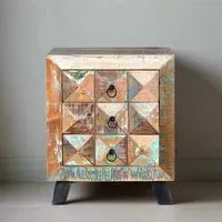 Hasley 3 Drawer Bedside Cabinet - Recycled Wood