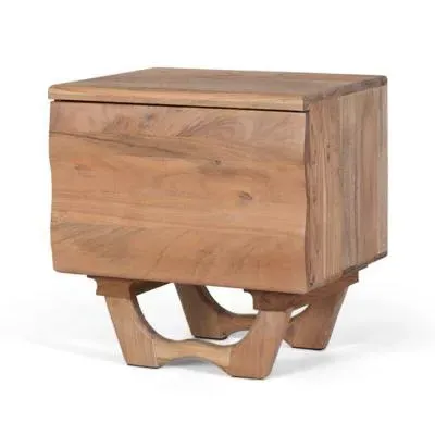 Hattie 1 Door Bedside Cabinet - Natural, Acacia Wood