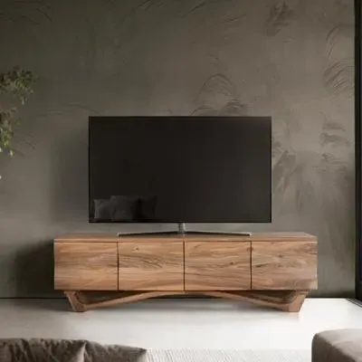 Hattie 4 Door Large TV Unit - Natural, Acacia Wood